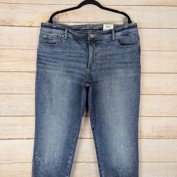 INC Women's Plus Size 18W Tummy Control Mid Rise Skinny Jeans Indigo Metallic - Picture 2 of 15